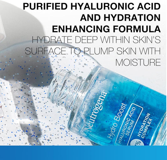 Neutrogena Hydro Boost Hyaluronic Acid Serum with 17% Hydration Complex, Lightweight Daily Hyaluronic Acid Facial Serum for Dry Skin, Oil-Free Fragrance-Free, 1 Fl. Oz
