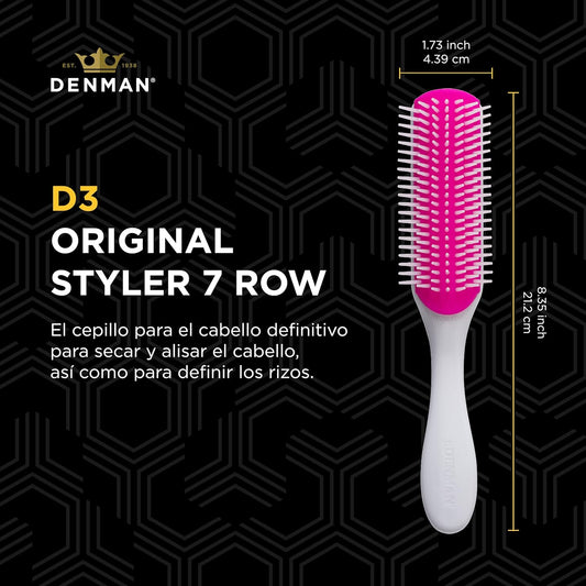 Curly Hair Brush D3 (Cherry Blossom) Cepillo De Peinado De 7 Filas Para Desenredar, Separar, Dar Forma Y Definir Rizos - Para Mujeres Y Hombres