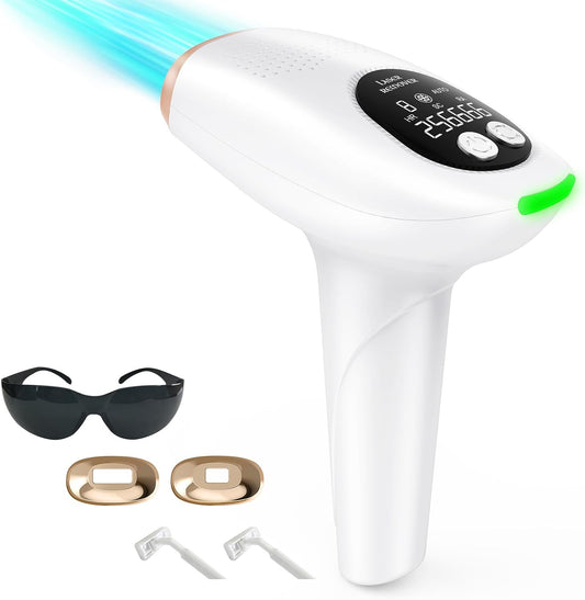 3 En 1 Depiladora Laser, Depiladora De Luz Pulsada IPL 9 Niveles De Energía Y 2 Modos 999,999 Flashes, Laser Depilacion Para Mujer Hombre Facial, Axilas, Brazos, Espalda, Línea De Bikini