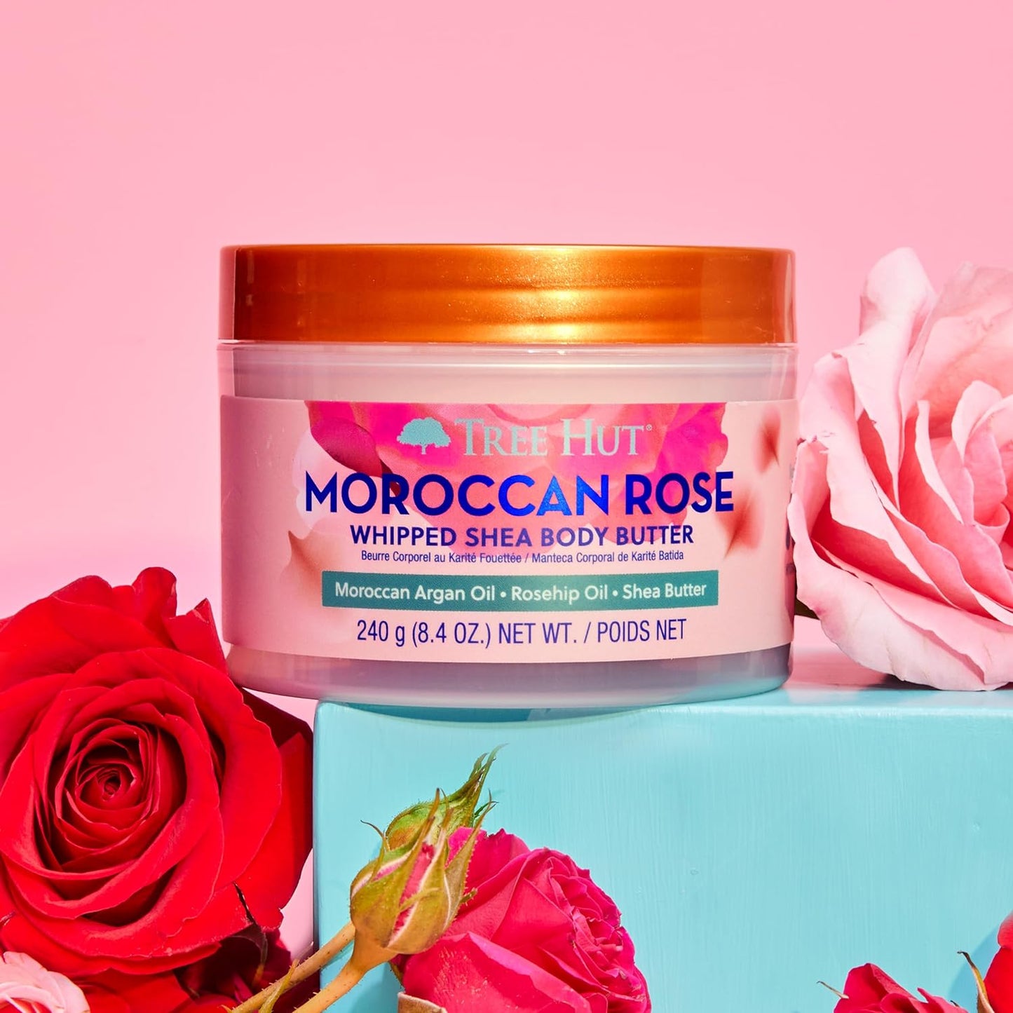 - Manteca Corporal De Rosa De Marruecos - Moroccan Rose - Bote 240 G - Contiene Rosa De Mosqueta Y Manteca De Karité - Mejora La Elasticidad - Nutre En Profundidad Y Suaviza La Piel Seca