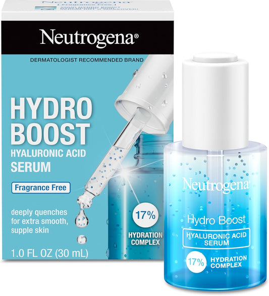 Neutrogena Hydro Boost Hyaluronic Acid Serum with 17% Hydration Complex, Lightweight Daily Hyaluronic Acid Facial Serum for Dry Skin, Oil-Free Fragrance-Free, 1 Fl. Oz
