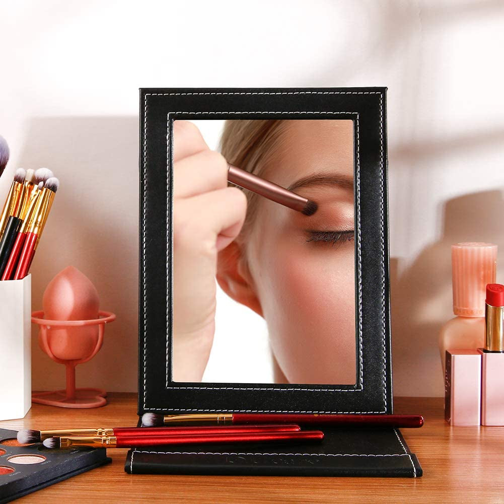 Ducare Espejo De Maquillaje De Escritorio (20 X 15 Cm),Espejo Plegable Espejo De Viaje Espejo De Mano Con Soporte,Para Viajar, Fácil De Llevar,Para Maquillaje, Afeitado Y Cuidado Facial